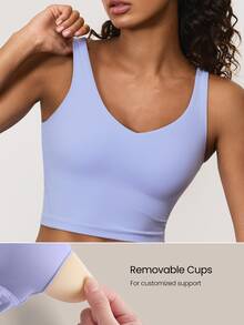 GLOWMODE FeatherFit™ Top de Tanque Activo Corto con Espalda en U de Bajo Impacto para Yoga y Uso Diario Primavera Verano - Púrpura malva - Ver 3