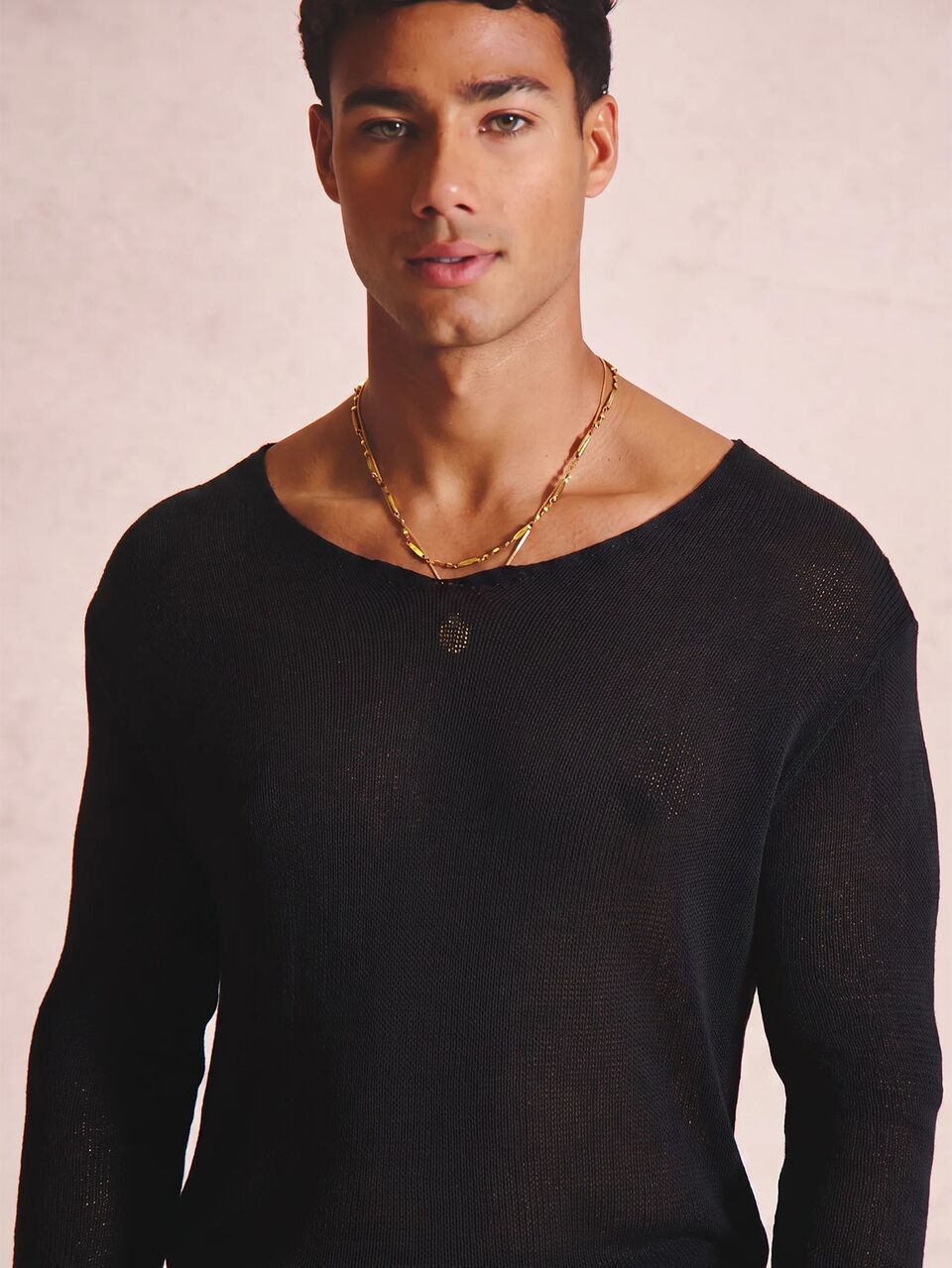 Super Fine Knit V Mock Hem Long Sleeve Top Spring/Summer Essentials