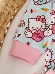 HELLO KITTY AND FRIENDS | SHEIN 新生兒嬰兒睡衣卡通滿版印花長袖連身衣 1件套居家休閒服 - 淺藍色 - 查看 8