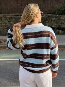 Livesso Korean Style Striped Collared Long Sleeve Sweater For Autumn/Winter - Blue - View 4