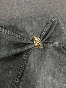 SHEIN Franclia 女款夏季休閒裹裙短褲 - 灰色 - 查看 3