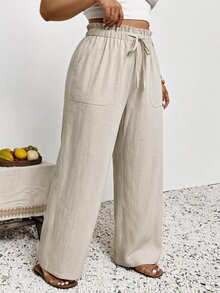 SHEIN Frenchy Plus Size Pants Fall - Apricot - View 5