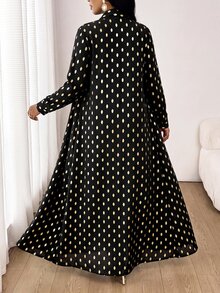 SHEIN Lady Setelan 2 Potong Jaket dan Celana Motif Foil Fashion Musim Gugur Wanita - Hitam - View 2