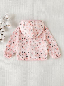 Cozy Pixies 嬰兒女童男童卡通動物豹紋抓絨內裡加厚連帽拉鍊長袖外套夾克，適合冬季 - 淺粉色 - 查看 2