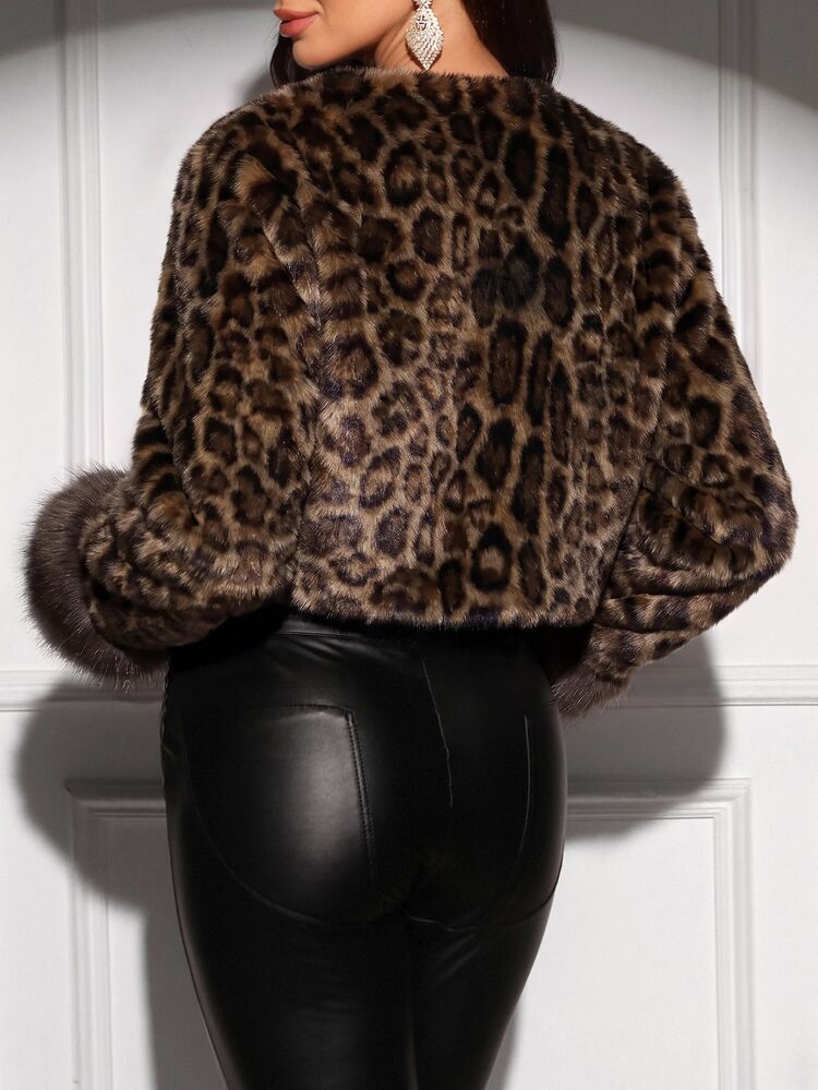 SHEIN Clasi Women's Solid Color Minimalist Long Sleeve Fluffy Coat In Fall/Winter - Mocha Brown - View 2