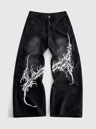 Jeans imprimés coupe ample pour hommes