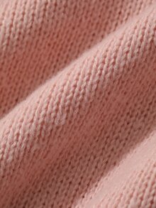 Dazy Plus Solid Color Slouchy Pink Loose Short Pullover Sweater For Girls, Casual Autumn/Winter - Baby Pink - View 3