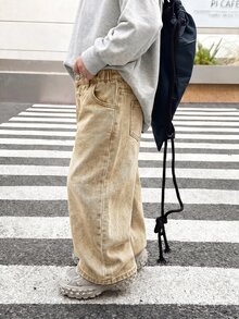 SHEIN 男童黑色牛仔寬鬆長褲 - 卡其色 - 查看 4