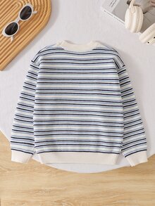 SHEIN 雙色秋冬半開襟針織衫，休閒極簡風套頭衫 - 淺藍色 - 查看 2