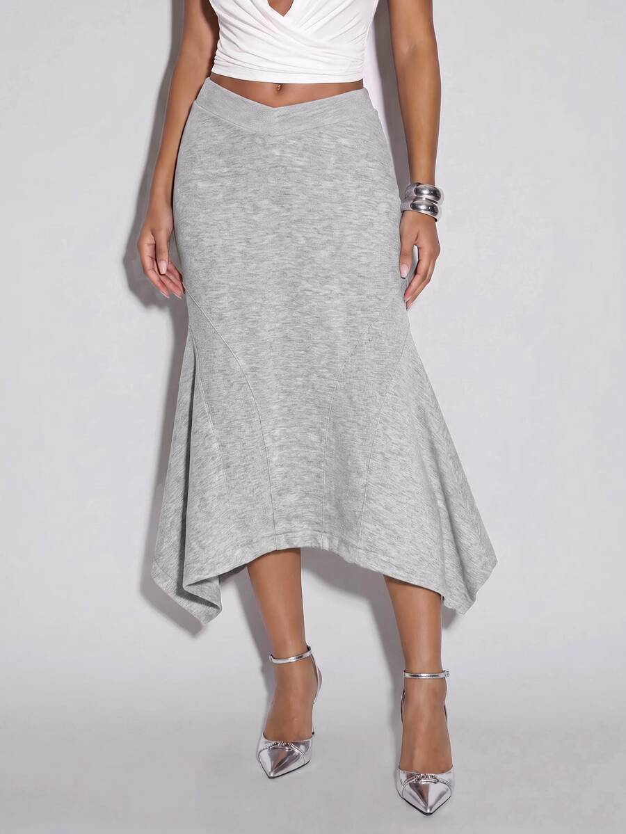 Normani V-Waist Asymmetrical Hem Mermaid Skirt