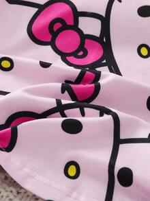 HELLO KITTY AND FRIENDS | SHEIN طقم ملابس منزلية يومية للبنات الصغيرات بطبعة كرتونية لطيفة على كامل التصميم - وردي - مشاهدة 8