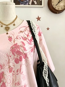 Lalippa 女款露肩T恤上衣，女裝套裝，流行時尚上衣，Y2K風格粉色T恤 - 彩色 - 查看 3