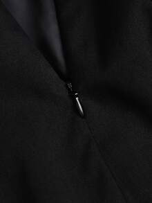 Sweetra Slim Fit Elegant Preppy Versatile Metal Button Napoleon Style Blazer And Shorts Set Office Black And Gold Summer - Black - View 7
