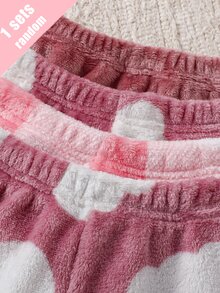2pcs Baby Girl Simple Cute Plush Long Sleeve Pants Casual 2 Pieces Set Loungewear - Multicolor - View 5