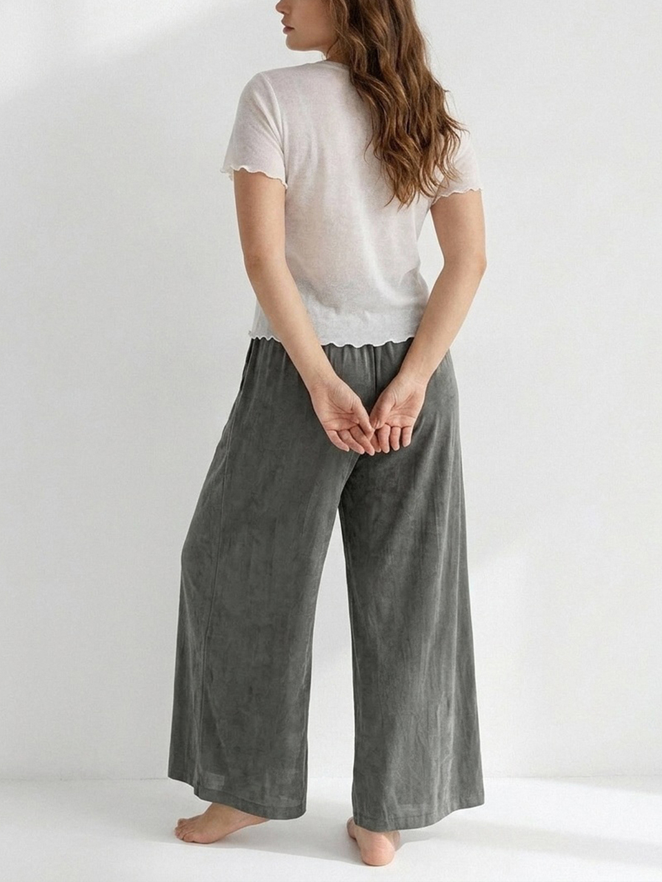 Dazy Plus 2pcs Solid Color Casual Loose Long Pants Early Autumn Spring Home Wear Set