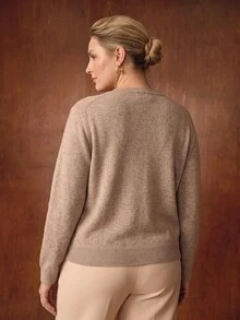 MOTF PREMIUM PLUS SIZE WOMEN'S COMMUTER VERSATILE SOLID COLOR FUNNEL NECK SWEATER - Apricot - View 5