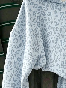 學院風復古白色豹紋，青少年女孩休閒極簡寬鬆圓領舒適長袖衛衣，適合秋冬，適用於日常通勤、聚會、秋冬/夏季、聖誕節、新年、感恩節、派對、婚禮、海灘、畢業典禮，時尚優雅休閒 - 白色 - 查看 4