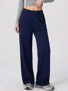 DAZY Celana Olahraga Wanita Motif Bintang Model Lurus untuk Musim Gugur - Navy Blue - View 7