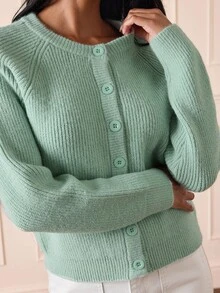 Lilora Women's Autumn/Winter Fashion Versatile Elegant Open-Front Cardigan Sweater, Suitable For Daily Commute, Casual Outings - Green - View 5