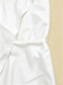 Franclia Women's Solid Color Sleeveless Tie Wrap Romper - White - View 6