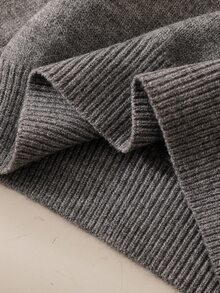 青少年女孩灰色特殊刺繡圓領針織套衫與百褶裙套裝，柔軟舒適，適合日常穿著、外出、旅行、度假、居家、托兒所 - 灰色 - 查看 10