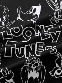 LOONEY TUNES X SHEIN Áo thun nam cổ tròn tay ngắn in chữ và hoạt hình phong cách thường ngày - trắng - Xem 6