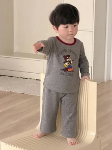 DAZY 嬰兒/幼兒（男童）圓領卡通背心與長褲 2 件套居家服 - 淺灰色 - 查看 5