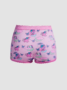 Chillnights My Little Pony X SHEIN Celana Pendek Hipster Motif Kartun Pony Dream dengan Patchwork Renda - MultiWarna - View 6