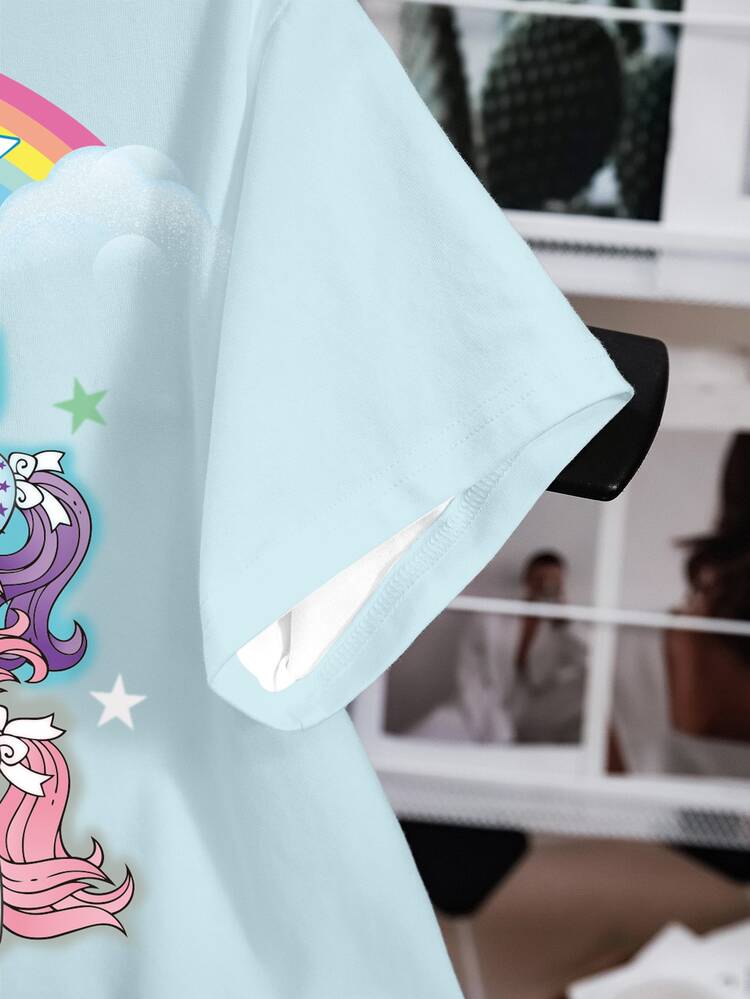 My Little Pony X SHEIN 女款夏季休閒卡通印花T恤 - 白色 - 查看 5