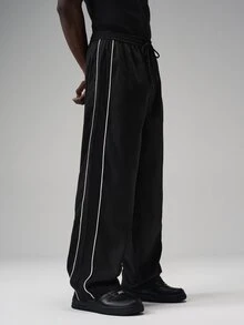 STYNVO Men's Colorblock Striped Straight Leg Sweatpants - Black - View 6