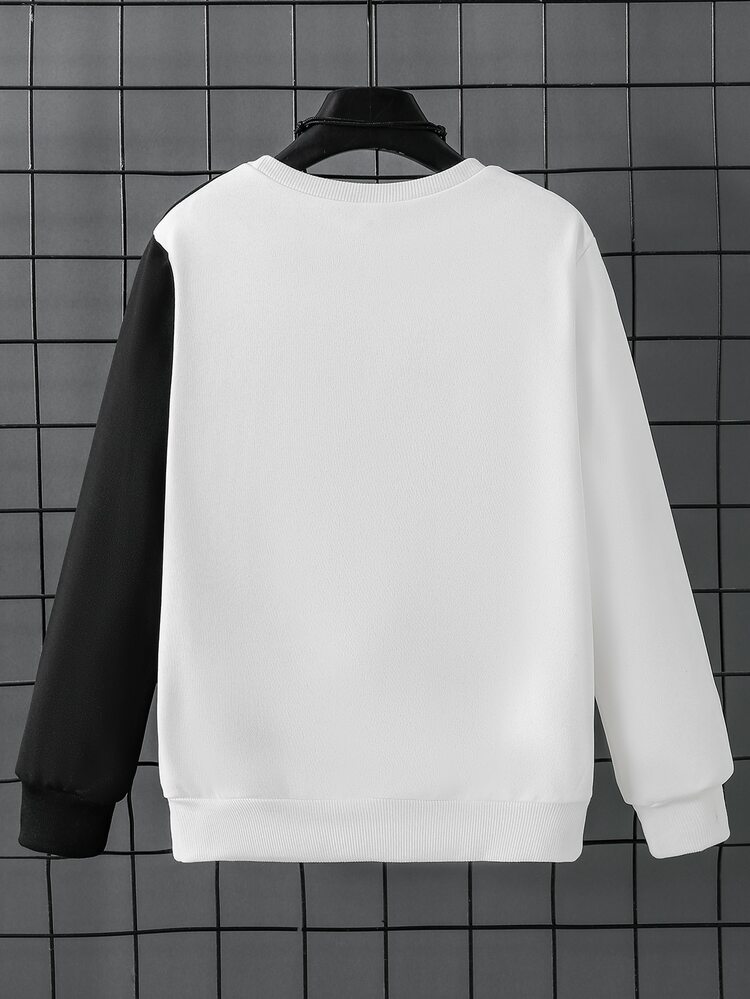 SHEIN Tween Boy Colorblock Casual Versatile Daily Long Sleeve Sweatshirt - Multicolor - View 2