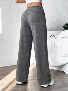 StreetHx CourtClass Women's Solid-Color Yoga Wide-Leg Pants, Comfortable And Form-Fitting - Black - View 4