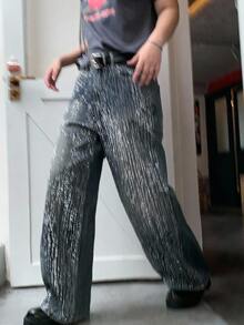 Dazy Plus Full Rhinestone Korean Style Shiny Distressed Versatile Heavy-Duty Spring/Autumn Jeans - Dusty Blue - View 2