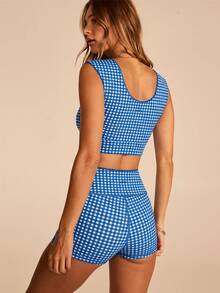 Aralina Conjunto de top y shorts con lunares - Agua verde azul - Ver 2