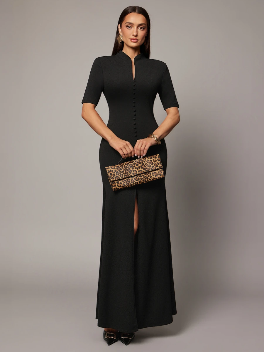 Silquee Women's Button-Up Elegant Dress Suitable For Daily Commute