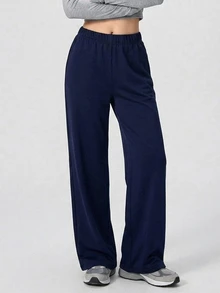 DAZY Celana Olahraga Wanita Motif Bintang Model Lurus untuk Musim Gugur - Navy Blue - View 5