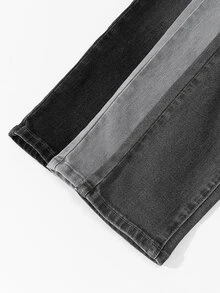 SHEIN Vacaura 3 piezas/Set Pantalones largos de mezclilla para niño preadolescente, Suave, Algodón, Casual, de Moda, Versátil, Cómodo, Minimalista, Cintura Elástica, Clásico 5 Bolsillos Ajuste Slim con Estiramiento, Lavado Negro Gris + Lavado Gris + Lavado Gris Claro, Adecuado para Uso Diario y Vacaciones - Multicolor - Ver 5