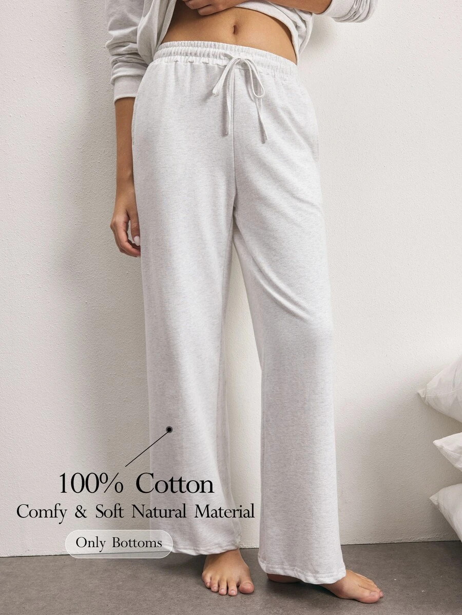 Ocili Pure Cotton Comfortable Minimalist Casual Women's Loungewear Bottoms Suitable For Going Out - Light Grey - View 1