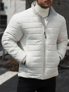 Manfinity CasualCool Men's Winter Outdoor White Coat, Puffer - Beige - View 4