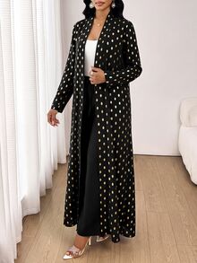 SHEIN Lady Setelan 2 Potong Jaket dan Celana Motif Foil Fashion Musim Gugur Wanita - Hitam - View 5