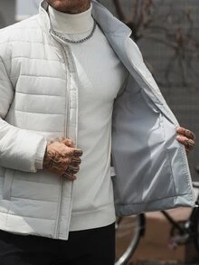 Manfinity CasualCool Men's Winter Outdoor White Coat, Puffer - Beige - View 7