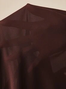 Freevana 女款大尺碼荷葉領寬鬆透視雪紡棕色純色襯衫，優雅浪漫春/夏穿搭 - 棕色 - 查看 16