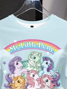 My Little Pony X SHEIN Kaos Wanita Kasual Musim Panas dengan Motif Kartun - Putih - View 4