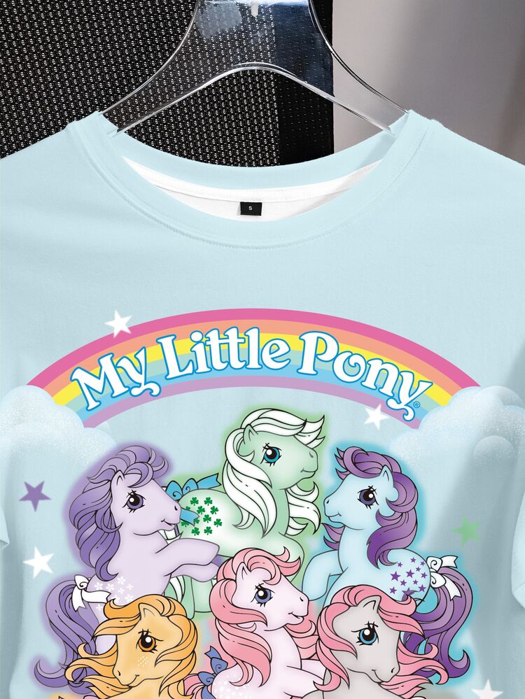 My Little Pony X SHEIN 女款夏季休閒卡通印花T恤 - 白色 - 查看 4