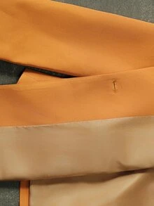 Aveloria Modichic Women's Suit Set Strong Shoulder Waist Wide Leg V-Neck Lapel Overlapping Buckle Cummerbund Side Buttons Modern Orange Solid Tailored Set Thanksgiving - Orange - View 8