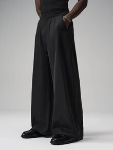 STYNVO Pantalones de unicolor versátiles para el trayecto diario de moda para hombres - Negro - Ver 5