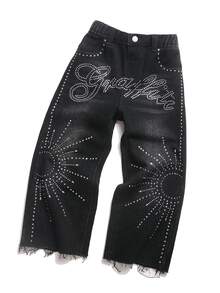 Kids Boys' 2pcs Set Black Denim Casual Long Sleeve Shirt And Pants With Shiny Rhinestone Star & Sun Pattern - Black - View 4