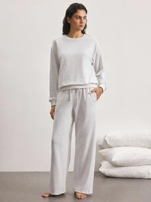 Ocili Pure Cotton Comfortable Minimalist Casual Women's Loungewear Bottoms Suitable For Going Out - Light Grey - View 2