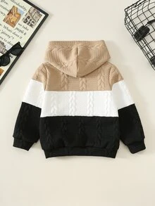 SHEIN 小男孩對比色落肩長袖休閒衛衣，秋冬款 - 彩色 - 查看 2