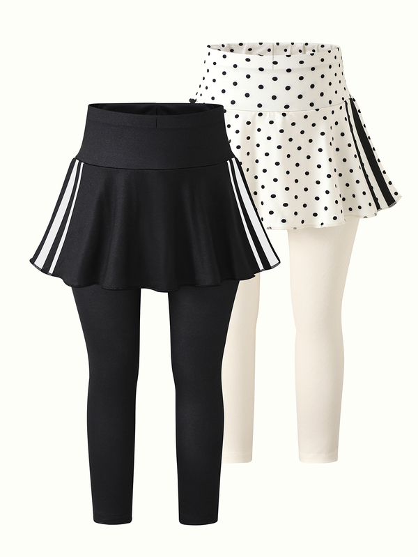 2 Piece Girls Elegant Princess Bow Dress & Leggings Set, Solid Color, Autumn Fall Back To School Vacation